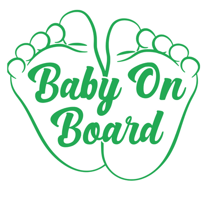 Sticker auto moto decorativ, tuning, rezistent la apa si UV, Baby on board cu picioruse