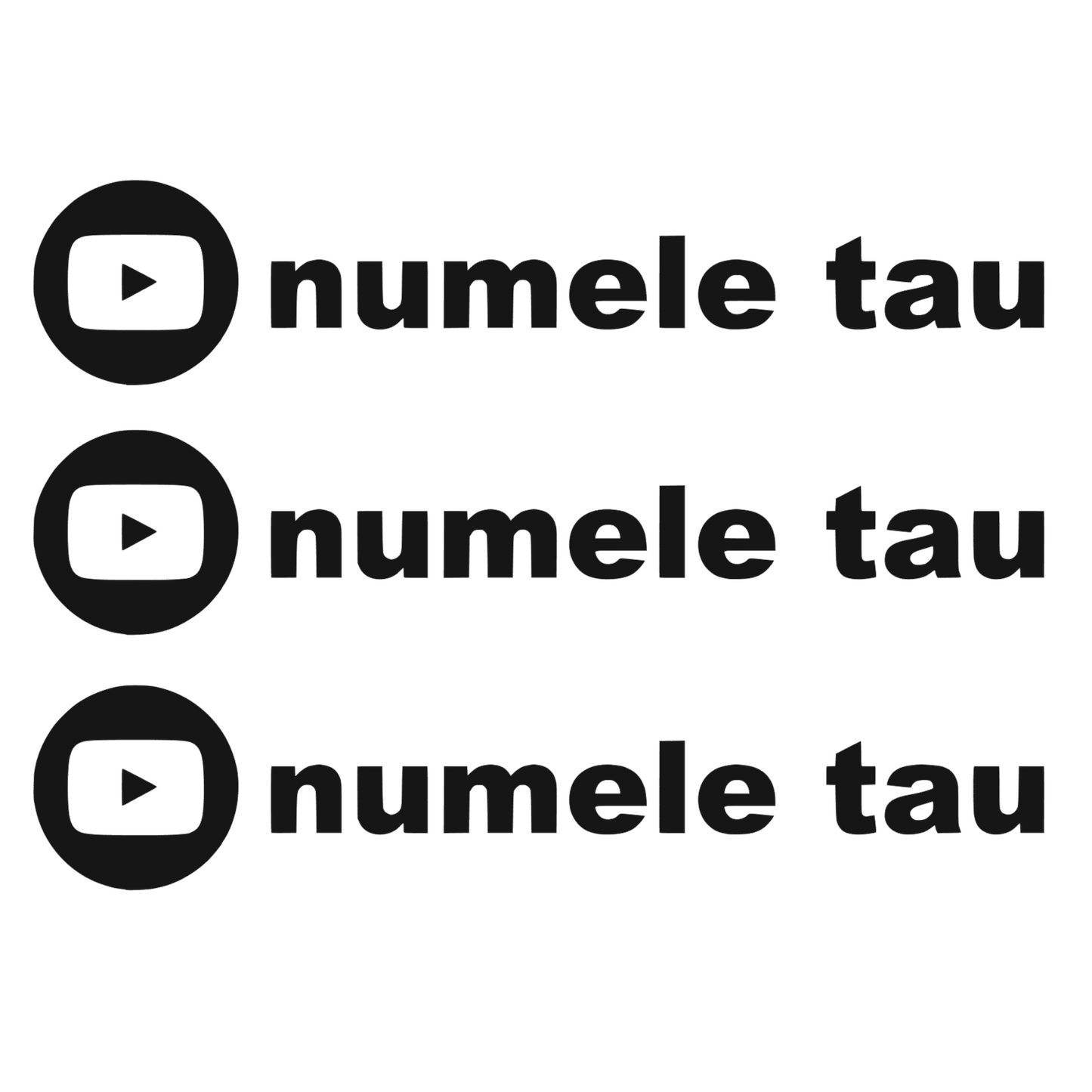 Sticker auto moto decorativ, rezistent, Youtube personalizat model 1, set 3 bucati