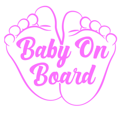 Sticker auto moto decorativ, tuning, rezistent la apa si UV, Baby on board cu picioruse