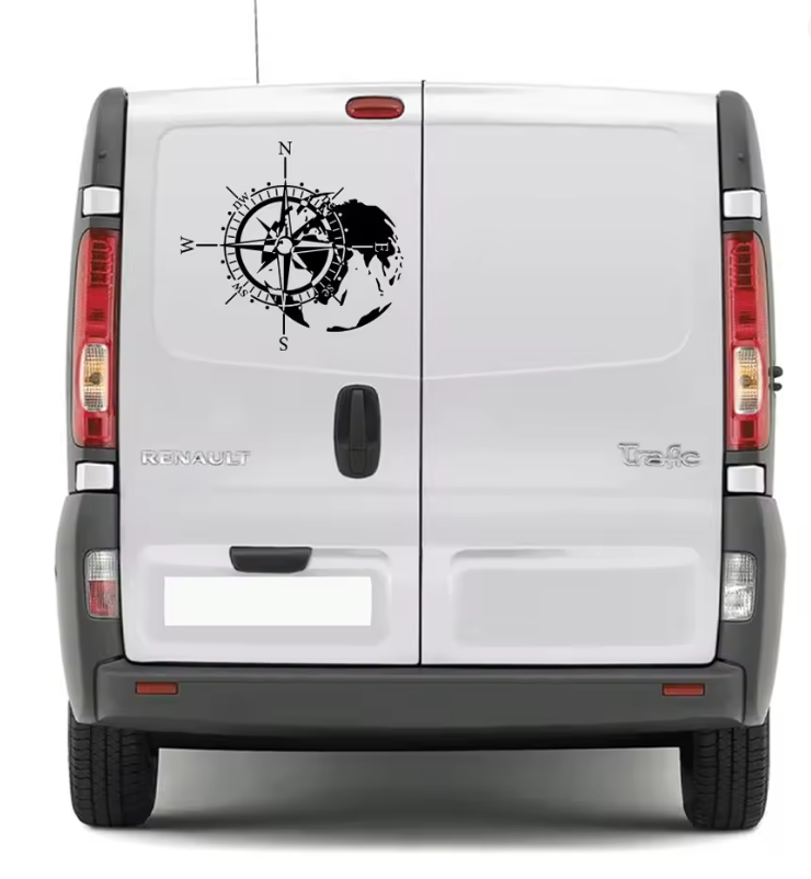 Sticker auto 4x4, rezistent, adventure, busola globul pamantesc