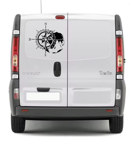 Sticker auto 4x4, rezistent, adventure, busola globul pamantesc