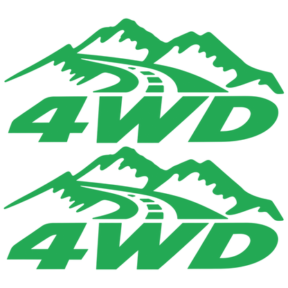 Set 2 Stickere 4WD Off-Road – Munți și Drum, Auto 4x4
