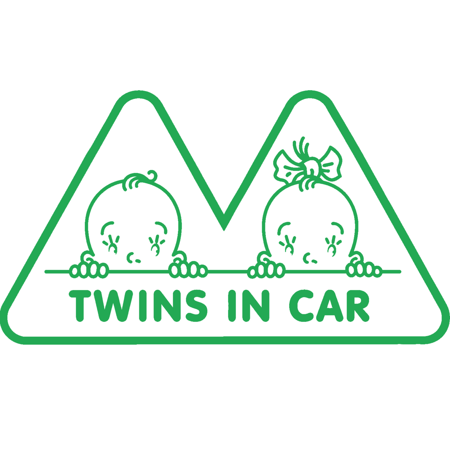 Sticker auto „Twins in Car” – Gemeni la bord, băiat și fată, 20cm