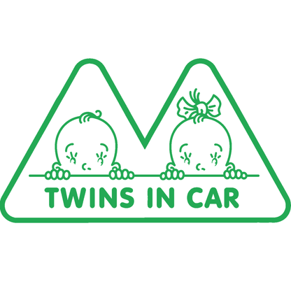 Sticker auto „Twins in Car” – Gemeni la bord, băiat și fată, 20cm