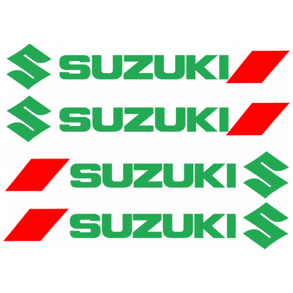 Set 4 Stickere Mânere Suzuki – Logo + Accent Roșu Racing, 12,5 × 2cm