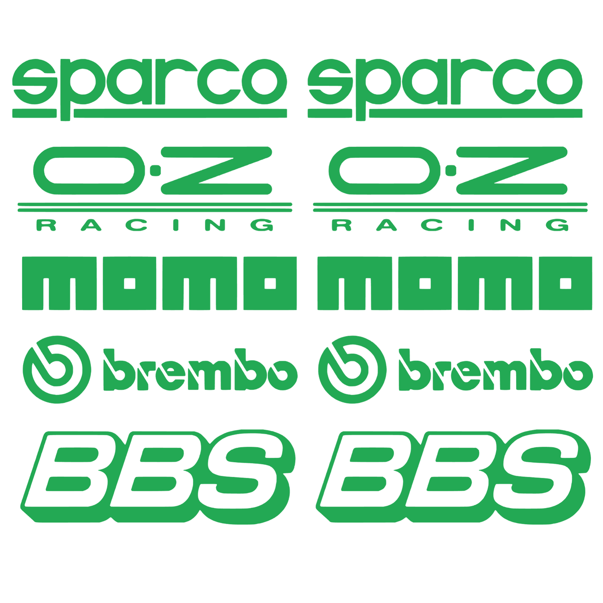 Set de 2 seturi Stickere Auto Racing – Sparco, O.Z Racing, Momo, Brembo și BBS