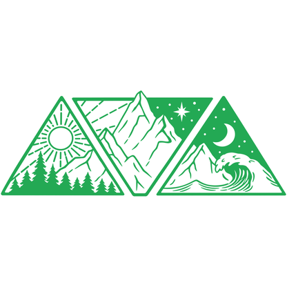 Sticker decorativ Aventură în natură – Munți, pădure și valuri în 3 triunghiuri