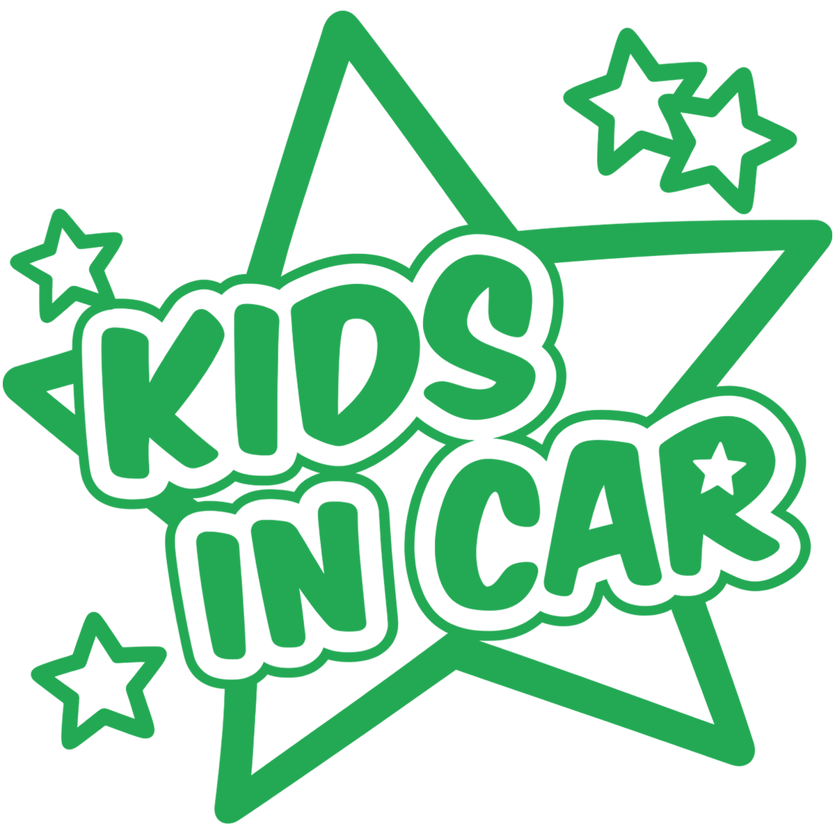 Sticker auto Kids in Car – Copii la bord, model cu stele, 17cm