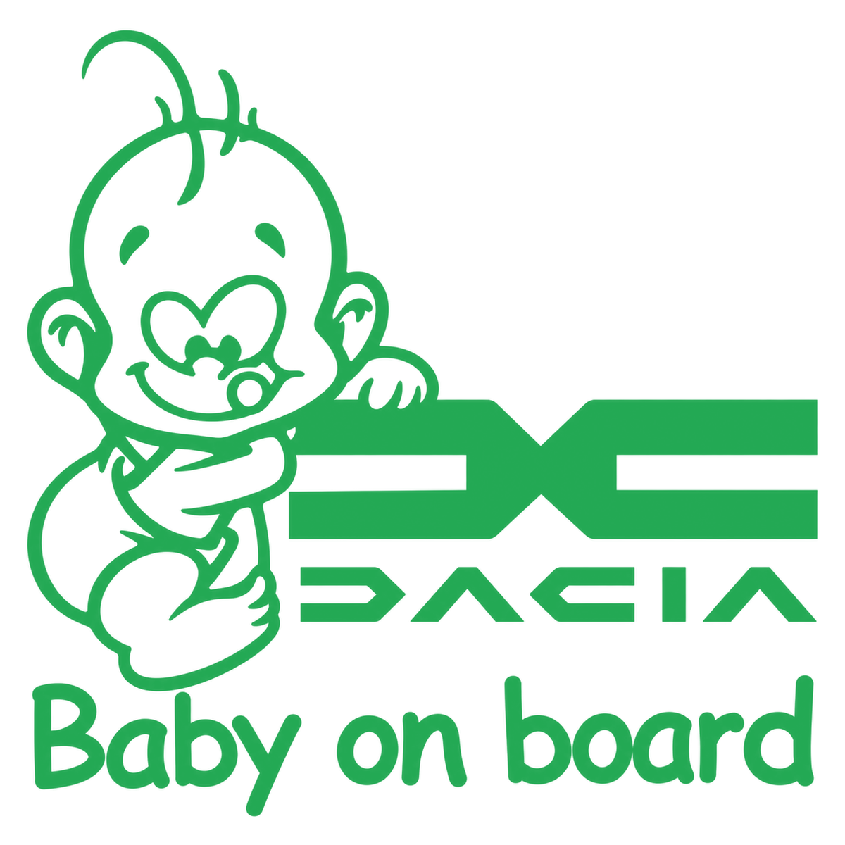 Sticker Dacia Baby on Board – Siglă Nouă Dacia, Bebeluș la Bord