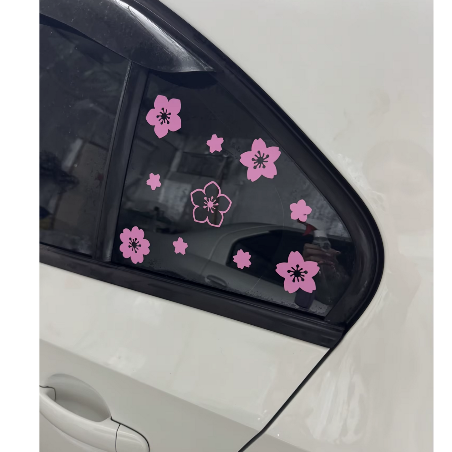 Set 16 stickere auto moto decorativ, tuning, rezistent la apa si UV, Flori de cires