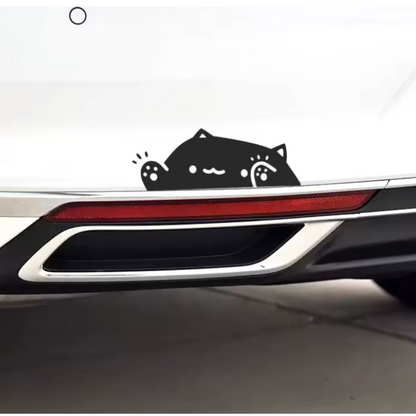 Set 2 stickere auto moto decorativ, tuning, rezistent la apa si UV, Pisica bate in geam