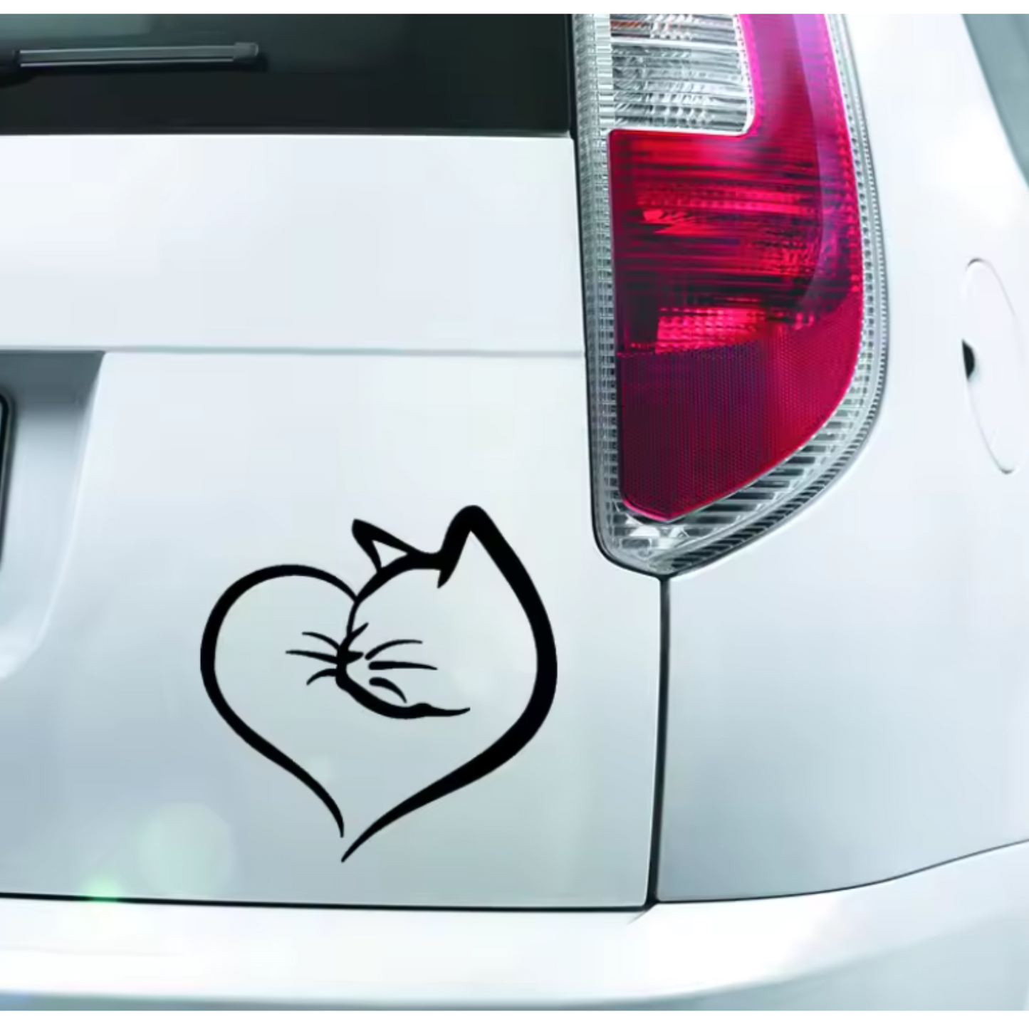 Sticker auto moto decorativ, tuning, rezistent la apa si UV, Pisica cu inima