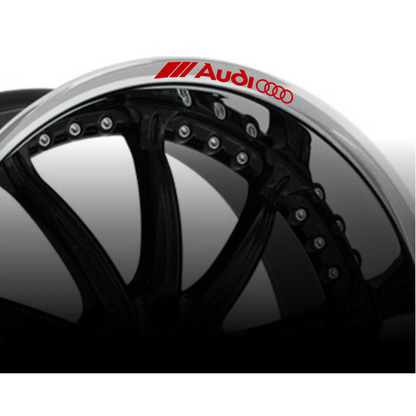 Set 8 stickere auto tuning pentru Audi RS S-line, pentru jante aliaj, rezistente