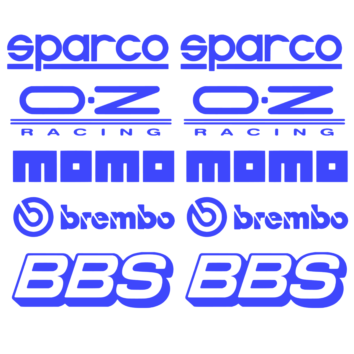 Set de 2 seturi Stickere Auto Racing – Sparco, O.Z Racing, Momo, Brembo și BBS