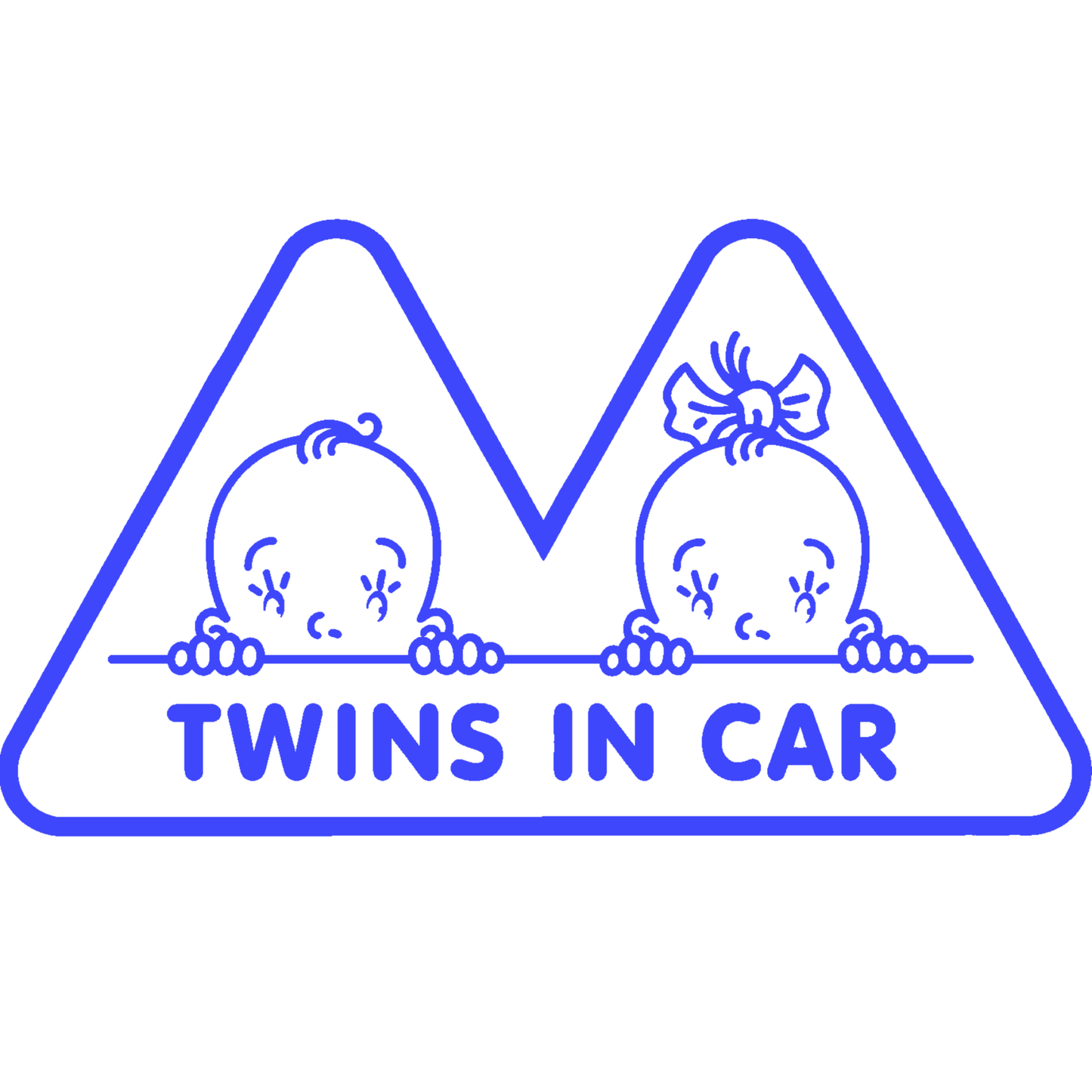Sticker auto „Twins in Car” – Gemeni la bord, băiat și fată, 20cm