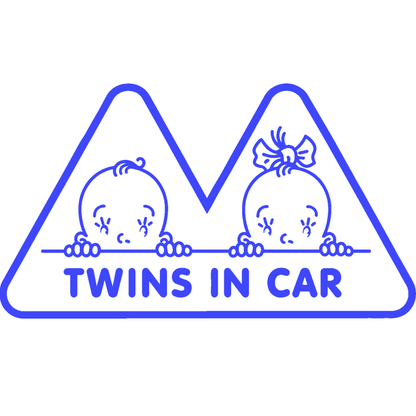 Sticker auto „Twins in Car” – Gemeni la bord, băiat și fată, 20cm