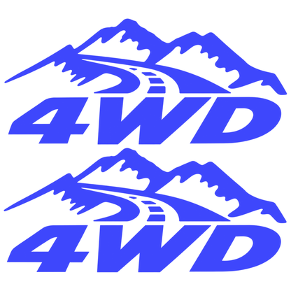 Set 2 Stickere 4WD Off-Road – Munți și Drum, Auto 4x4