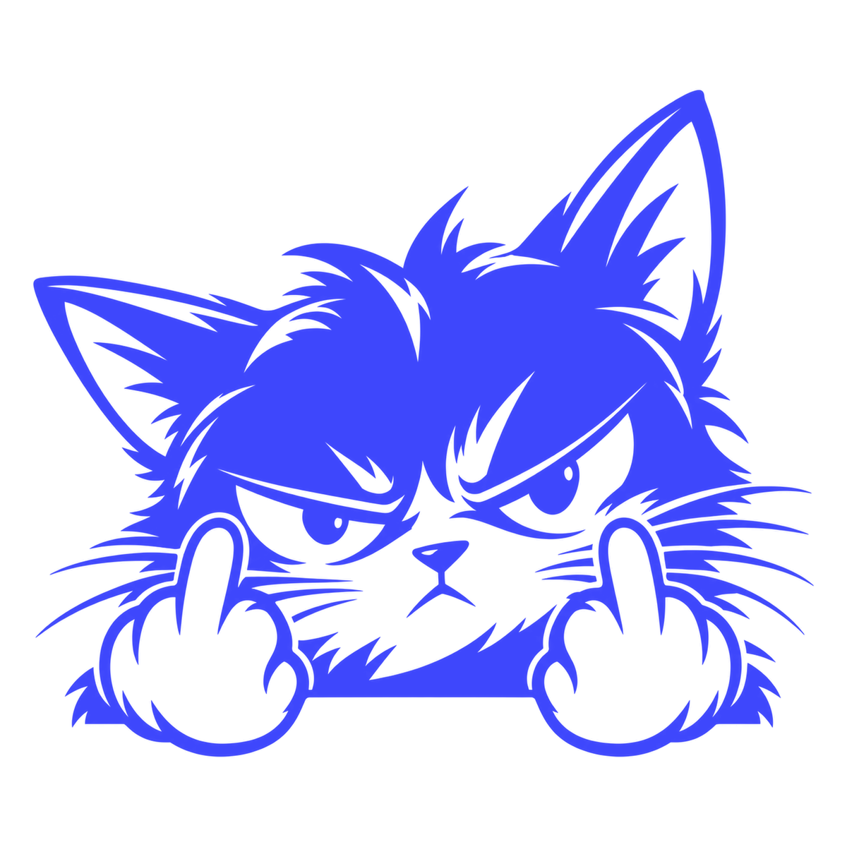 Sticker Auto Pisică Nervoasă – Middle Finger Cat – Funny JDM 16cm