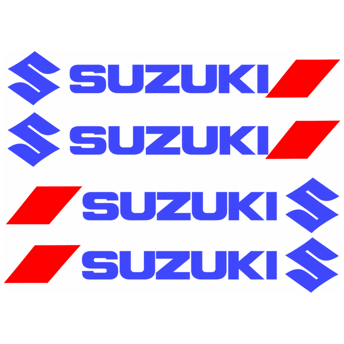 Set 4 Stickere Mânere Suzuki – Logo + Accent Roșu Racing, 12,5 × 2cm
