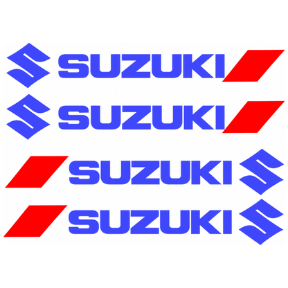 Set 4 Stickere Mânere Suzuki – Logo + Accent Roșu Racing, 12,5 × 2cm