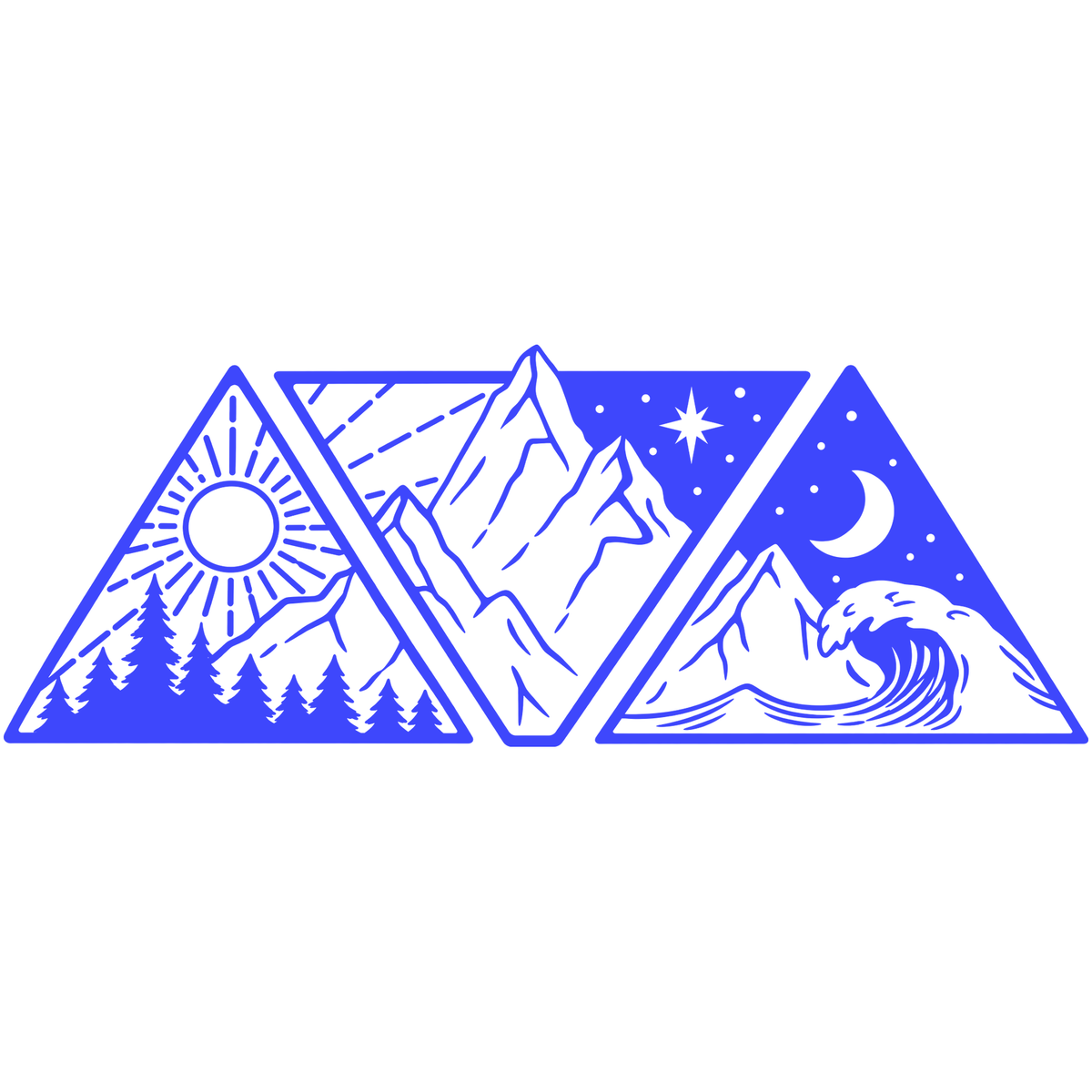 Sticker decorativ Aventură în natură – Munți, pădure și valuri în 3 triunghiuri