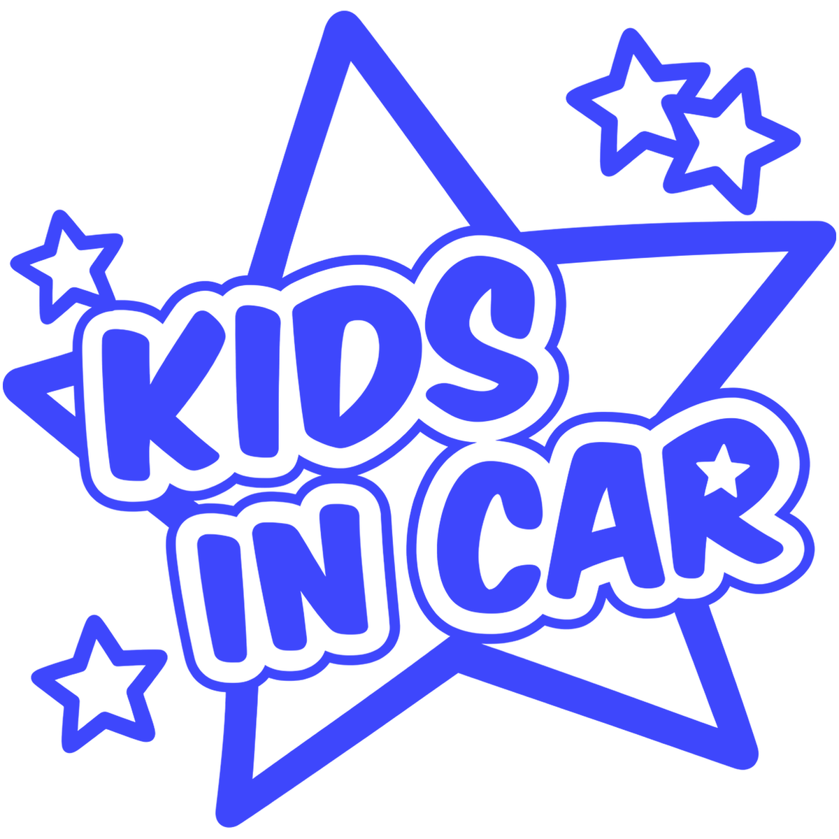 Sticker auto Kids in Car – Copii la bord, model cu stele, 17cm