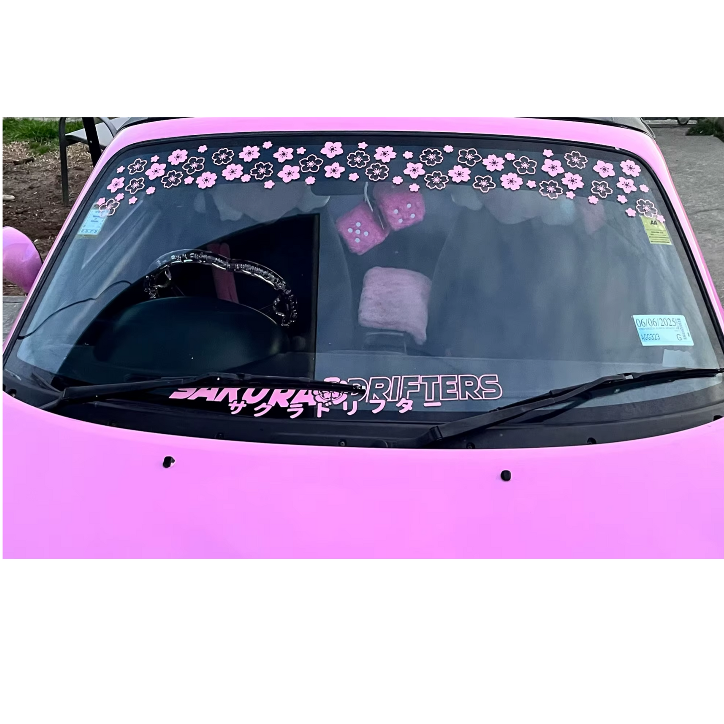 Set 16 stickere auto moto decorativ, tuning, rezistent la apa si UV, Flori de cires