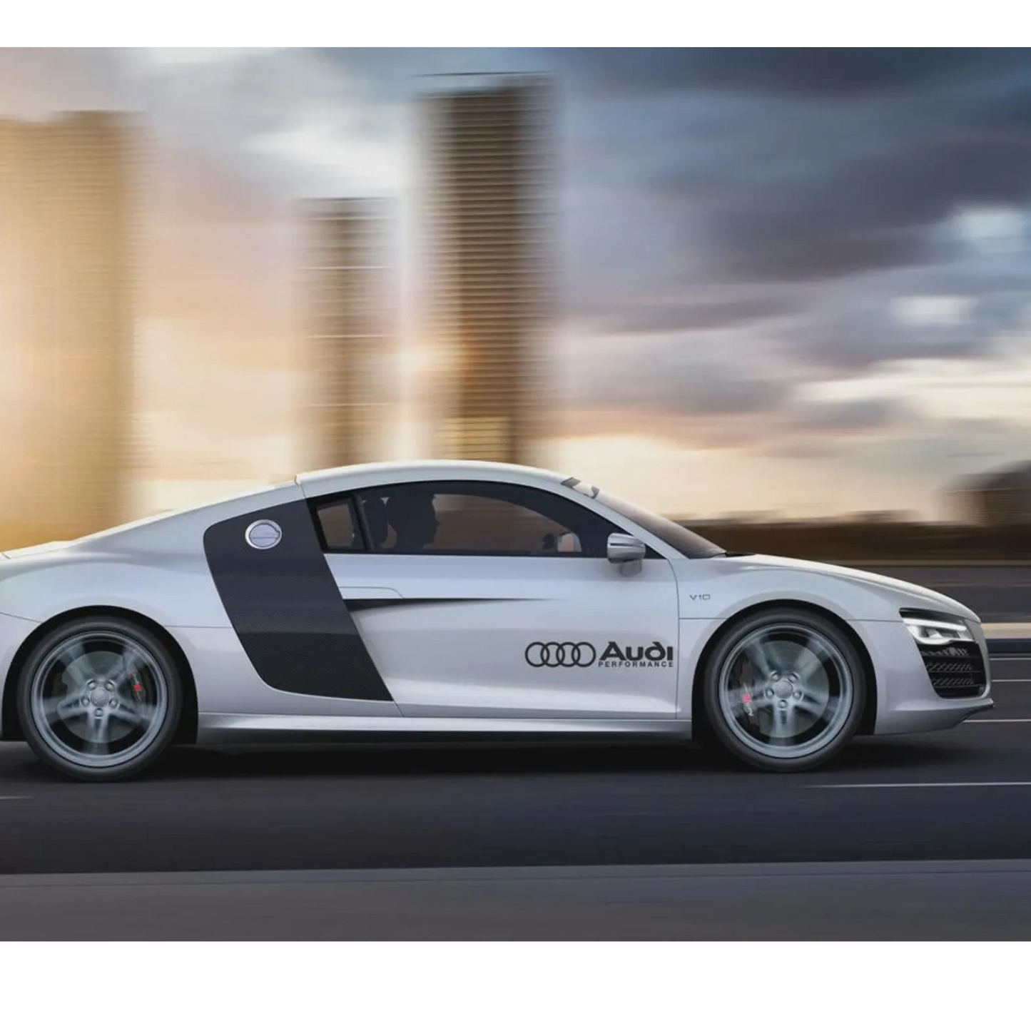 Set 2 stickere auto tuning pentru Audi RS, Audi Performance, rezistente