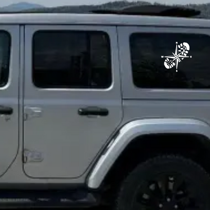 Sticker auto 4x4, rezistent, adventure, busola cu talpa de bocanc