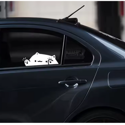 Set 2 stickere auto moto decorativ, tuning, rezistent la apa si UV, Pisica bate in geam