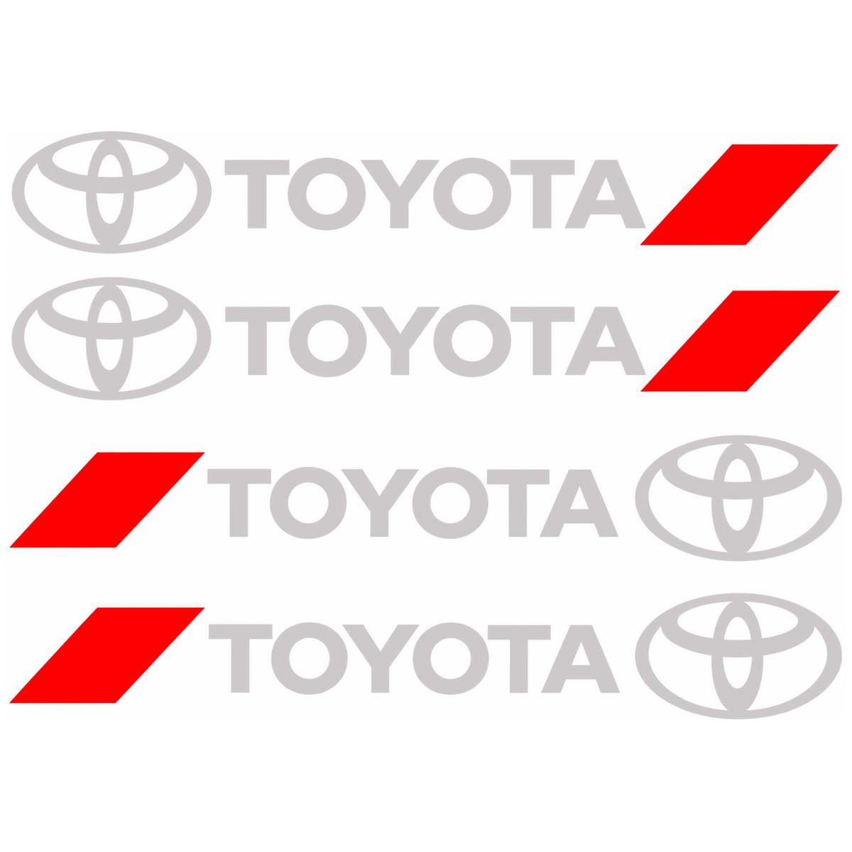Set 4 Stickere Mânere Toyota – Logo + Accent Roșu Racing 12.5x2cm