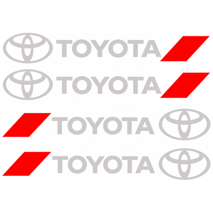 Set 4 Stickere Mânere Toyota – Logo + Accent Roșu Racing 12.5x2cm