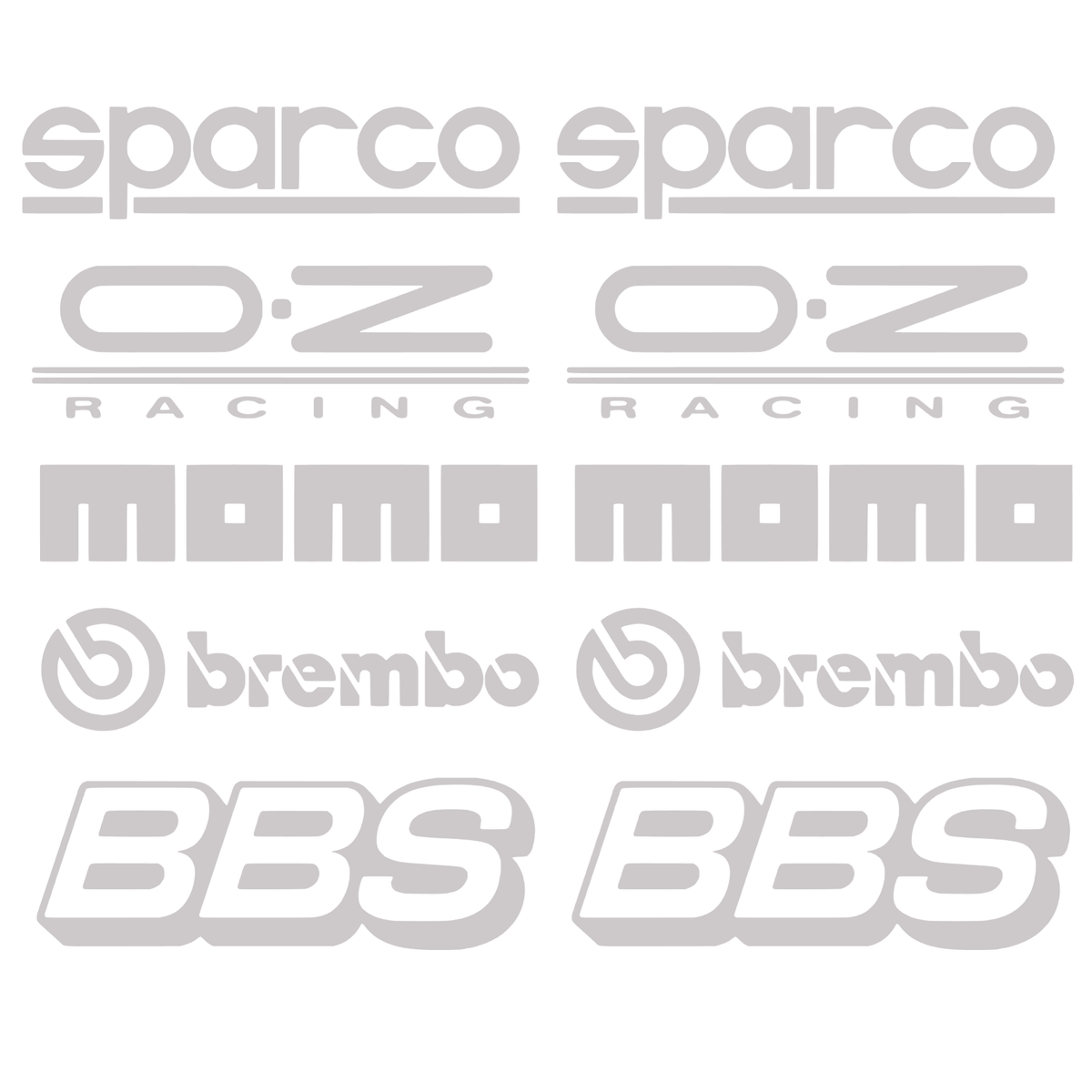 Set de 2 seturi Stickere Auto Racing – Sparco, O.Z Racing, Momo, Brembo și BBS