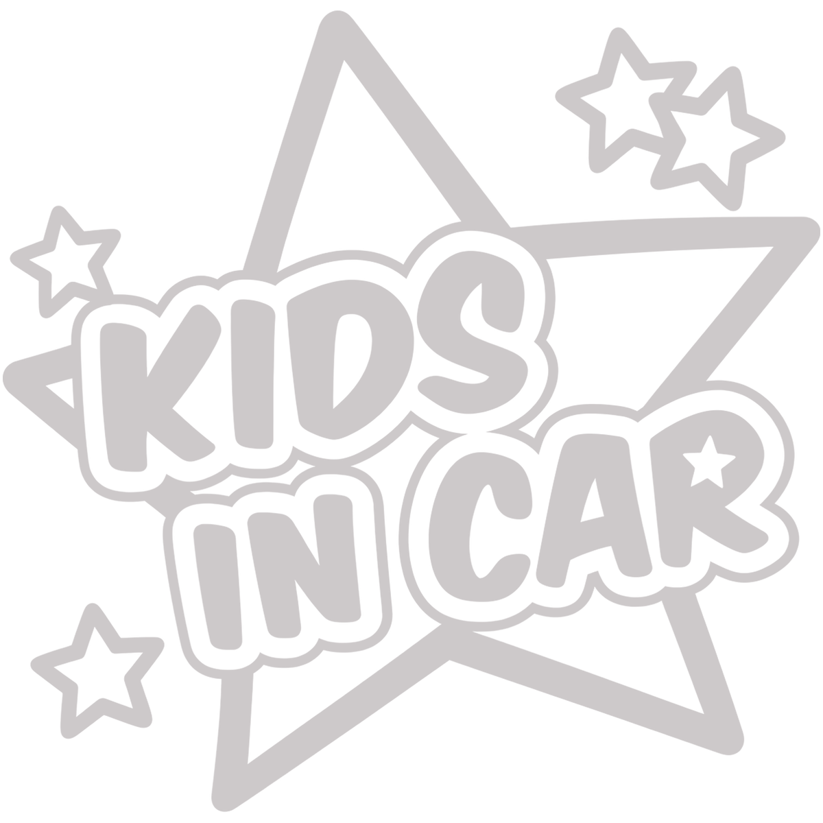 Sticker auto Kids in Car – Copii la bord, model cu stele, 17cm