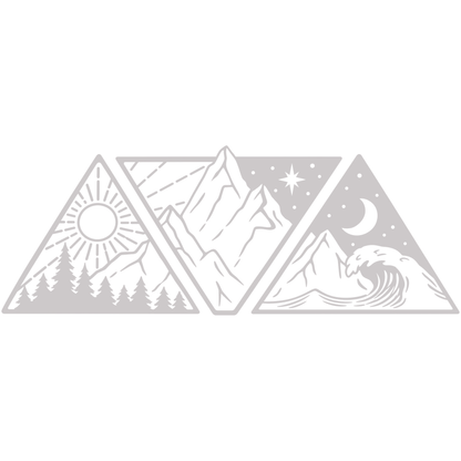 Sticker decorativ Aventură în natură – Munți, pădure și valuri în 3 triunghiuri