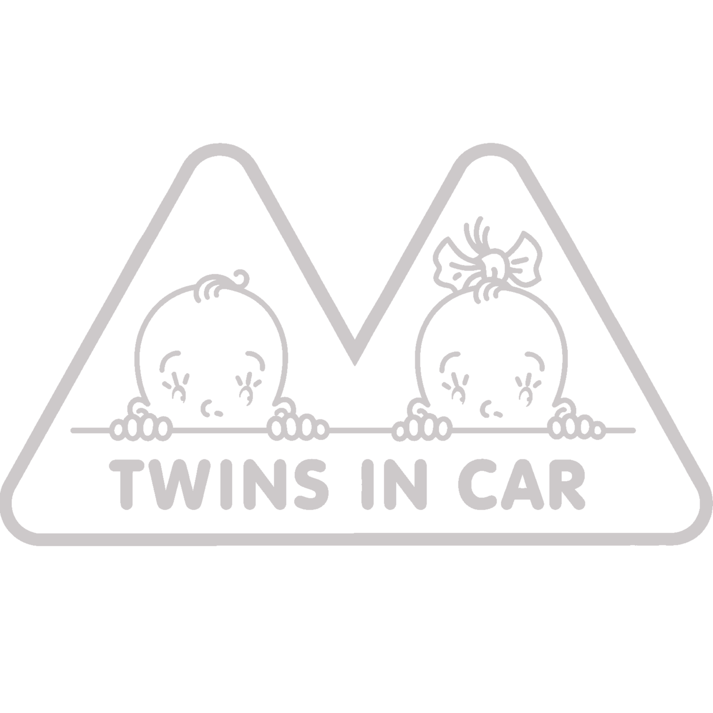Sticker auto „Twins in Car” – Gemeni la bord, băiat și fată, 20cm