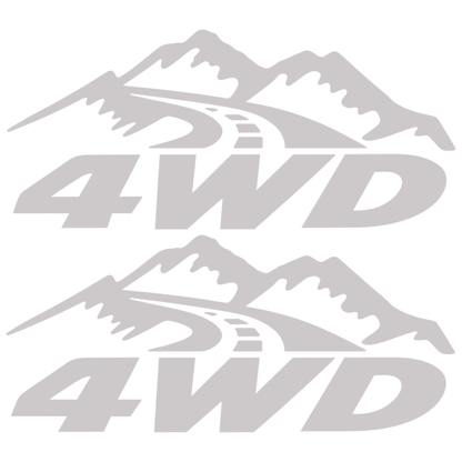 Set 2 Stickere 4WD Off-Road – Munți și Drum, Auto 4x4