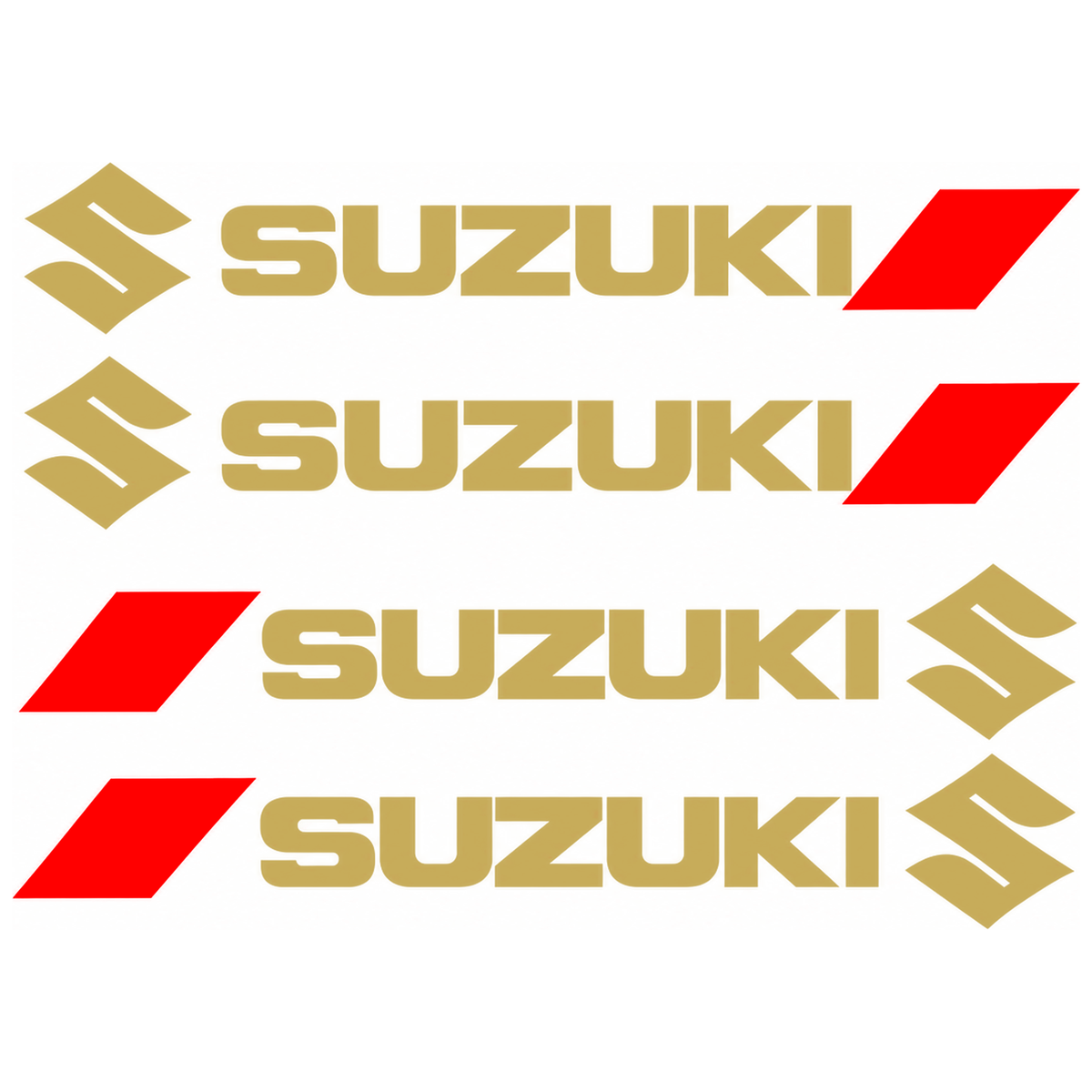 Set 4 Stickere Mânere Suzuki – Logo + Accent Roșu Racing, 12,5 × 2cm