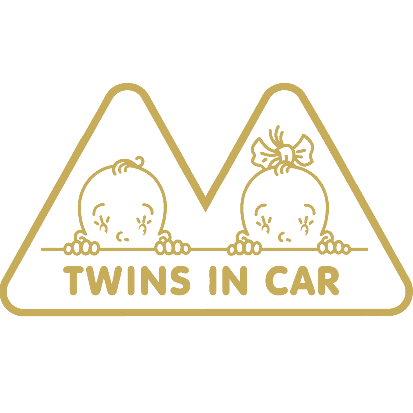 Sticker auto „Twins in Car” – Gemeni la bord, băiat și fată, 20cm