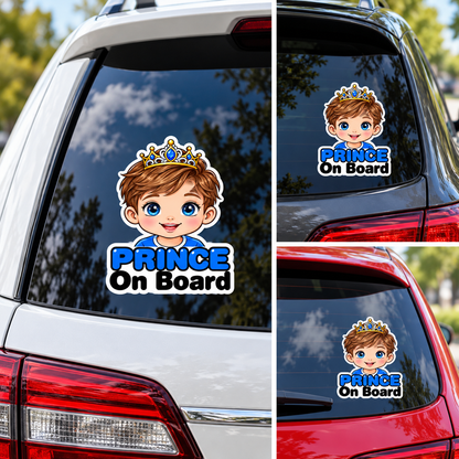 Sticker „Prince On Board” cu prințișor și coroană