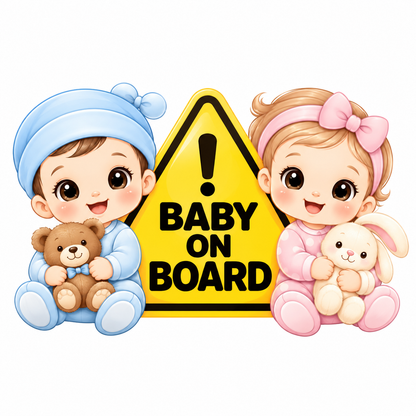 Sticker auto „Bebeluși la bord – Băiat și Fată” – Baby on Board