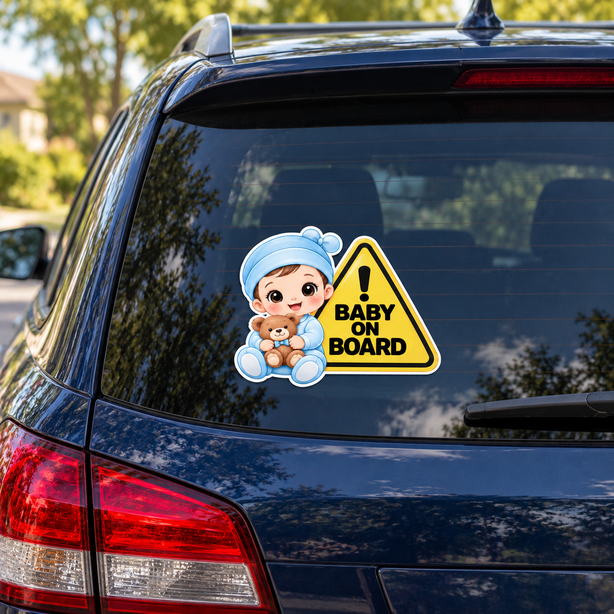 Sticker auto „Băiețel la bord” – Baby on Board cu ursuleț