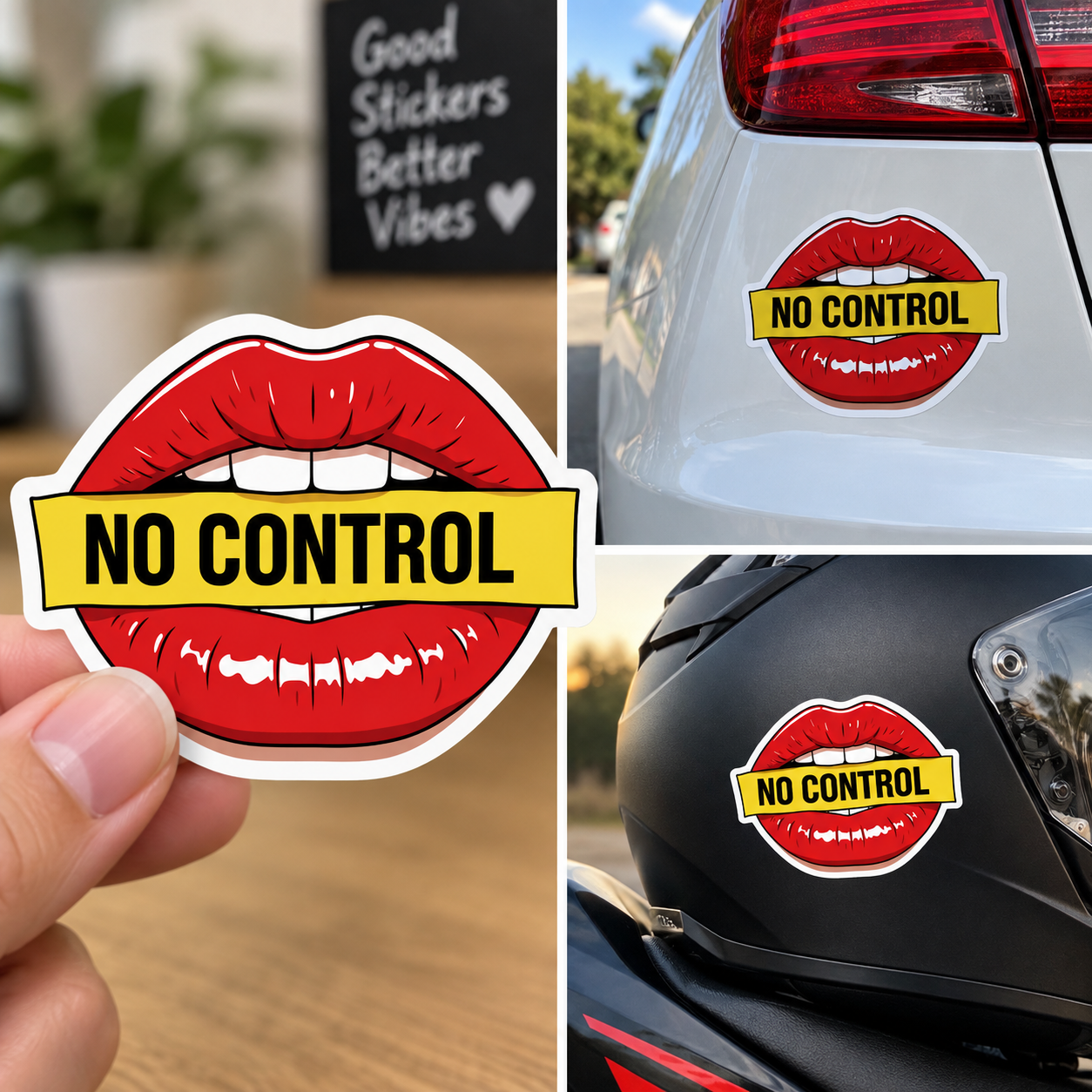 Sticker No Control – Buze Roșii, Design Rebel și Amuzant 👄