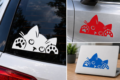Sticker Pisică Jucăușă cu Lăbuțe – Funny Cat, Auto Moto