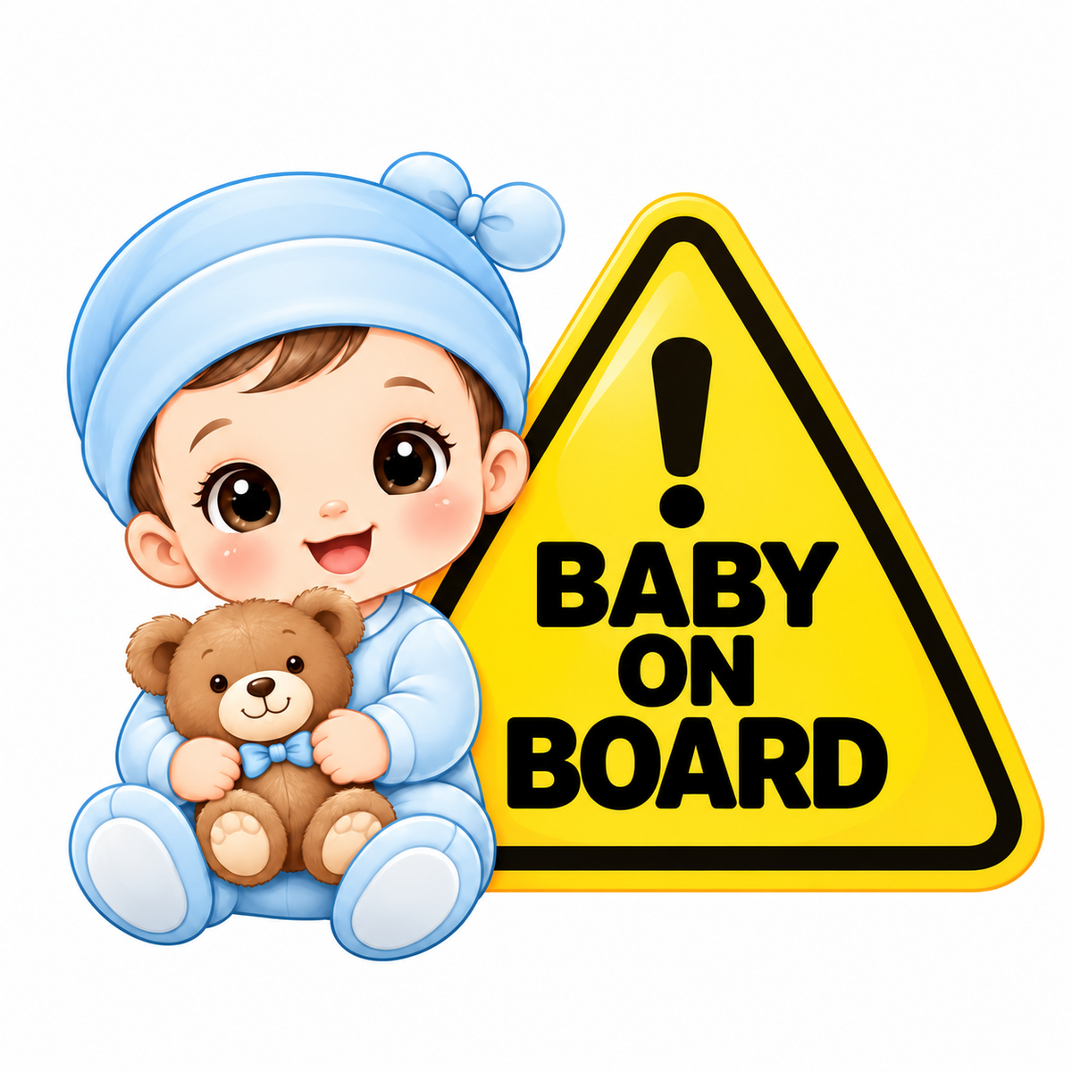 Sticker auto „Băiețel la bord” – Baby on Board cu ursuleț