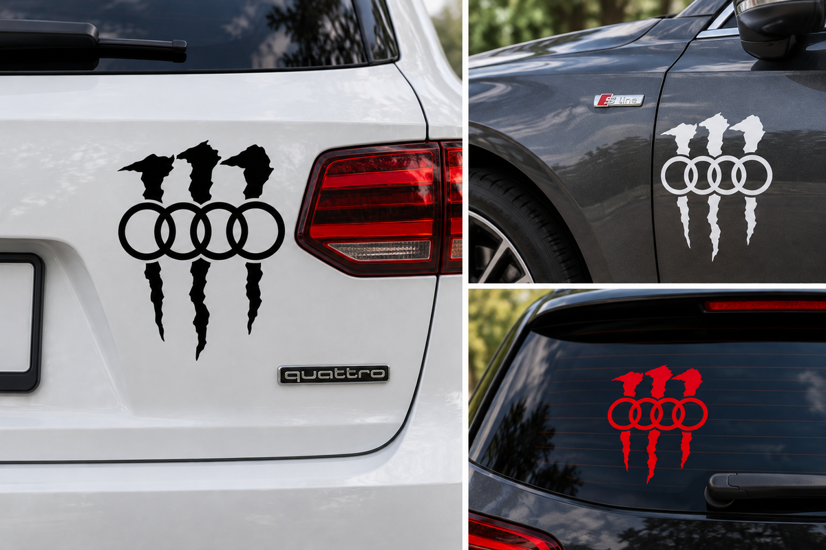 Sticker Audi Monster – Logo Audi cu Gheare