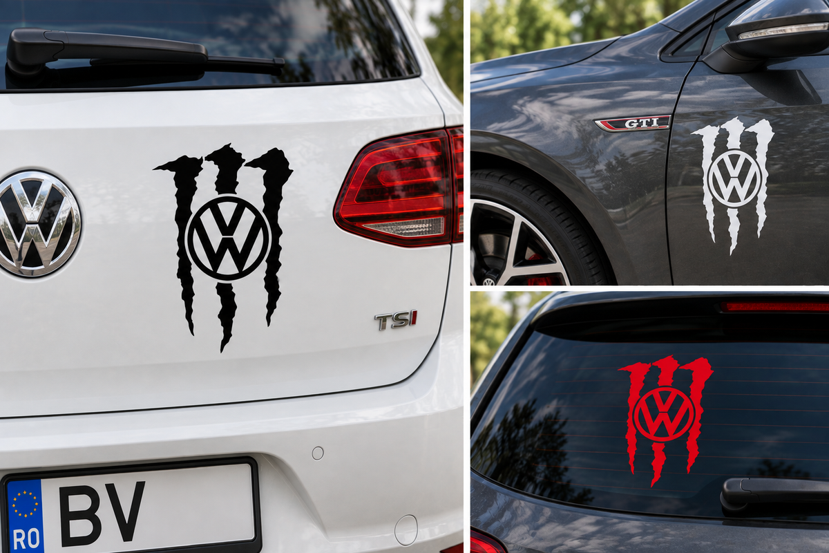 Sticker Volkswagen VW Monster – Logo VW cu Gheare