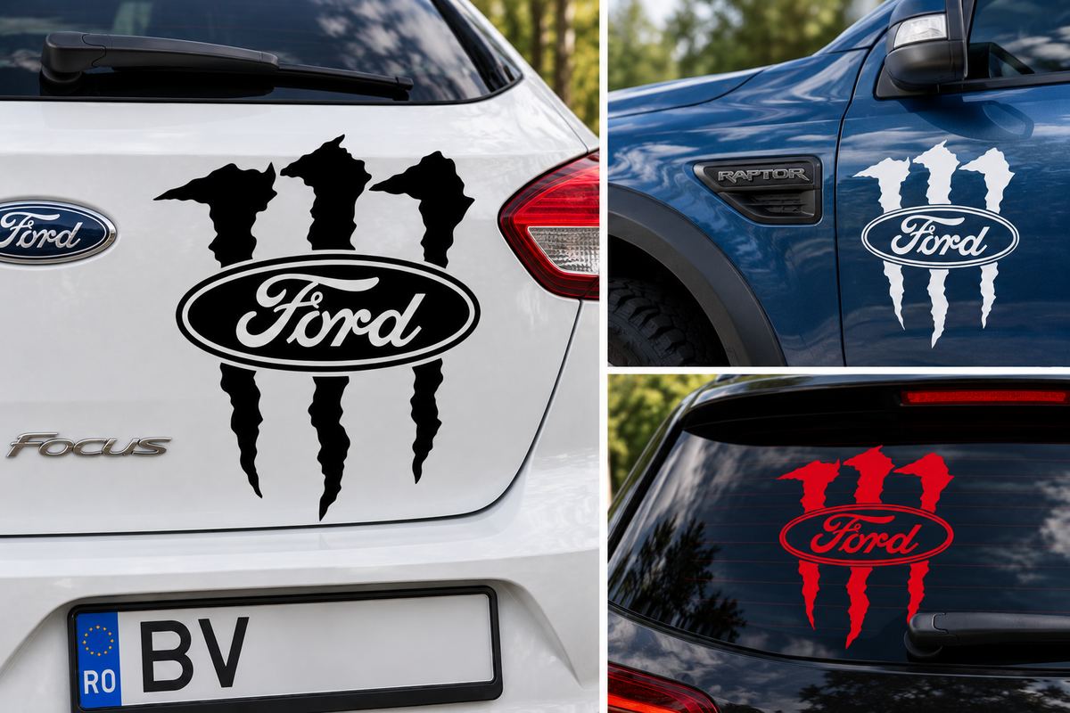 Sticker Ford Monster – Logo Ford cu Gheare