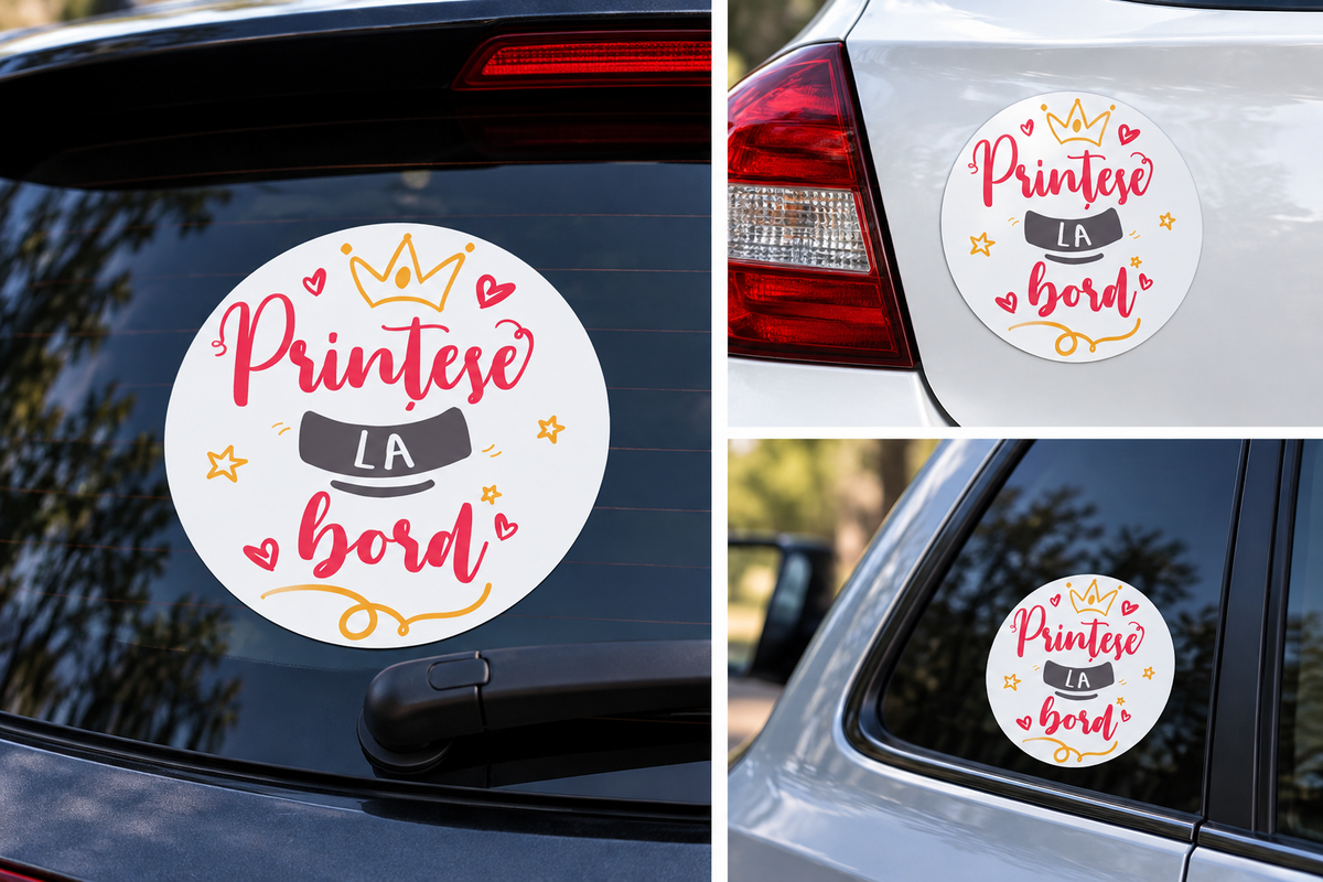 Sticker Prințese la Bord – Autocolant Auto pentru Fetițe