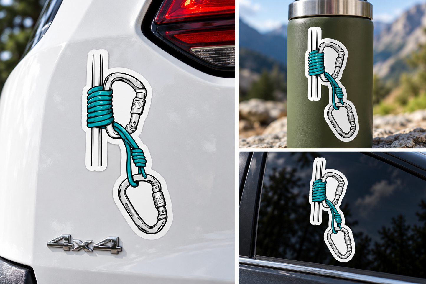 Sticker Alpinism cu Carabiniere și Coardă – Design Climbing / Escaladă
